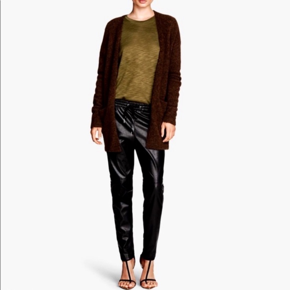 H&M Faux Vegan Leather Black Jogger Pants S